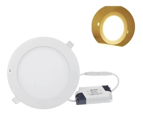 Foco Panel Plafón Led 18w Embutido Redondo Luz Cálida