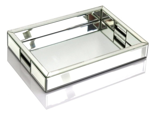 Bandeja Decorativa Rectangular De Espejo Plateado, Tamaño 11