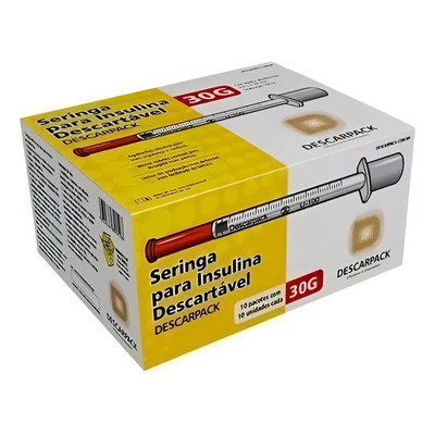 Seringa Para Insulina 1 Ml Agulha (6x0,25) 31g Caixa 100un | Frete grátis