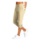 Pantalones F Para Mujer, Pantalones Capris De Cintura Alta,