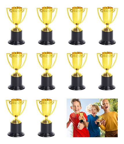 10pcs Mini Plástico Copas De Oro Trofeos Para Fiesta Niños