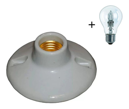 Plafon Porcelana Plafonier Para Churrasqueira C/ Lâmp. 127v Cor Branco