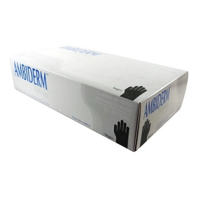 Guantes descartables antideslizantes Ambiderm color negro talle M de nitrilo x 100 unidades | Meses sin interés