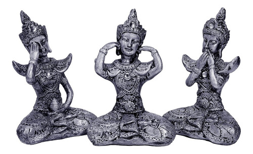 Trio De Budas Hindu Sidarta Cego Surdo Mudo Estátuas Enfeite