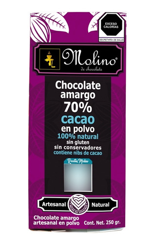 5 Bolsas De Chocolate Amargo 70% Cacao En Polvo