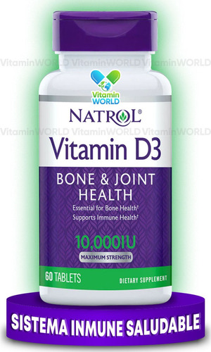 Vitamina D3 Colecalciferol 250mcg 10000ui 60 Tabletas, Sin Sabor - Natrol