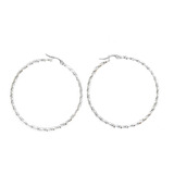 Aros Argollas Torzadas Acero Blanco Bañado Plata 5,5cm