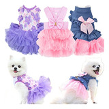 Vestido Perro Sebaoyu 3pc Verano Ropa Cachorro Pequeño Gato