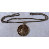 Monijor62-antigua Coleccio Medalla Y Cadena Plata 800 Virgen