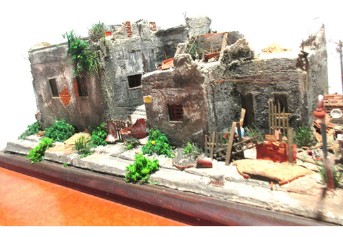 Diorama Arte Em Maquete Decoração Casa Em Ruinas  40x23 A4