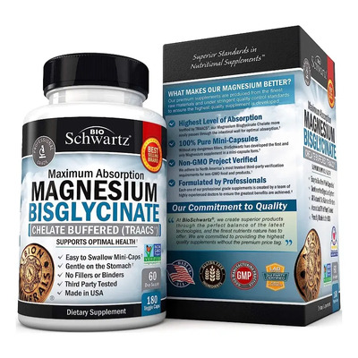 Bisglicinato de Magnesio BioSchwartz Cápsulas Veganas 180 Unidades Sin Sabor | Envío gratis
