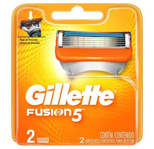 Refil Para Barbeador Gillette Fusiun 5 Com 2 Cartuchos