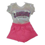 Conjunto Blusa Shorts Infantil Menina Verão Lessa Kids 8104