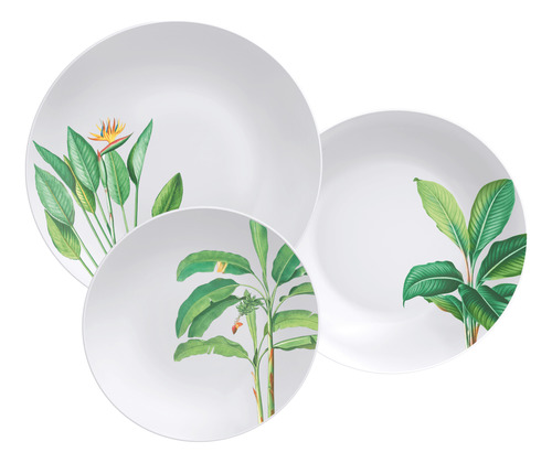 Juego 12 Platos Tramontina Línea Graziela Porcelana Decorada