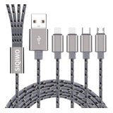 Cable De Carga Mltiple Usb De Siqiwo [4ft 3a 2 Paquetes] 4 E