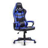 Cadeira Gamer De Escritório Ergonômica Pctop Elite 1010 Preto E Azul Reclinável Giratória