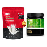 Kit Whey Concentrado 80%+ Creatina Monohidratada 250g Growth Sabor Caramelo