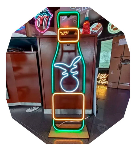 Cartel Neón Led Botella Fernet Branca - Decoración