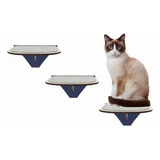 Kit Degraus P/ Gatos Mdf/azul (3 Peças)