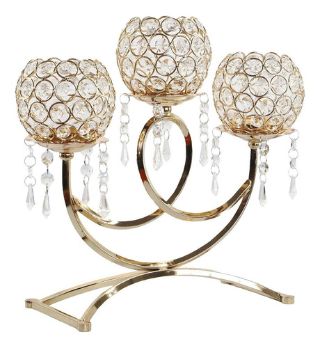 3 Arms Crystal Candlestick Tea Light Candelabra