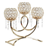 3 Arms Crystal Candlestick Tea Light Candelabra