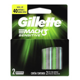 Carga Gillette Mach3 Sensitive Embalagem Com 2 Unidades