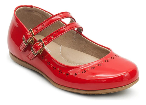Zapato Ballerina Karsten® Doble Broche Charol Rojo Niña