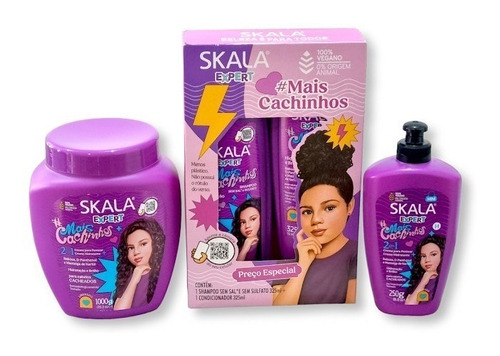 Kit Skala Mais Cachinhos Creme + Shampoo + Cond. + Pentear