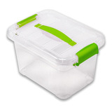 Caja Venecia Transparente Con Aza Y Grapas De Color 6 Litros