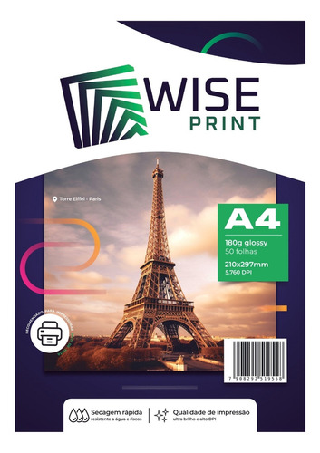 Papel Fotográfico Premium A4 Glossy 180g  100 Folhas