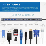 Adaptador Hub 11 En 1 Usb Tipo C Usb-c Hdmi Vga Usb Lan Sd