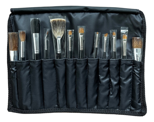 Kit Riñonera + Pinceles Profesionales Maquillaje 513 Heburn