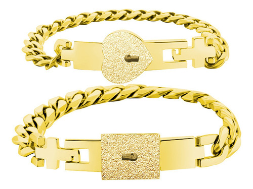 Brazalete Doble Con Candado Concéntrico Dorado