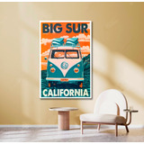 Cuadro Decorativo Moderno Van Vw California Surf Playa 90x60