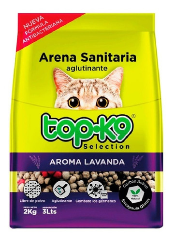 Arena Sanitaria Aglutinante Para Gatos  2kg Aroma Lavanda