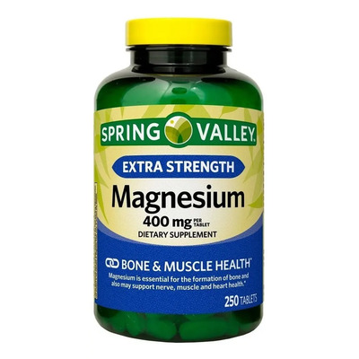 Magnesio 400mg (250 Tabletas) Alta Potencia Spring Valley Sabor Sin Sabor Apoya A Mantener El Funcionamiento Normal De Músculo Nervios Y Brinda Soporte A Un Sistema Inmunitario Saludable
