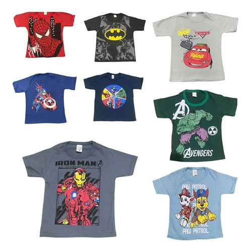 5 Blusa Masculina Infantil Manga Curta Blusinha Menino