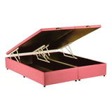 Cama Box Baú King Bipartido Suede Rosé