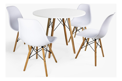 Mesa Branca Eiffel 80cm + 4 Cadeiras Eames Qualidade Estilo