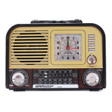 Rádio Despertador Retro Recarregável Bluetooth Am/fm Mp3 