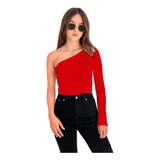 Blusa Crop Top Niña Manga Asimetrica Moda Casual