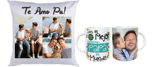 Almohadon + Taza Ceramica Personalizada Foto Dia Del Padre