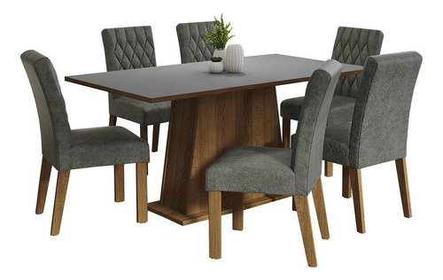 Juego Comedor Mesa Tapa Madera 6 Sillas Britney Madesa M/g/p