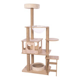 Rascador De Madera Torre Árbol Para Gato Con Casita 143cm