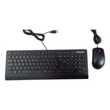 Kit Teclado + Mouse Lenovo - Usb Preto - Mostruário