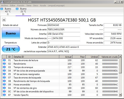 Disco Rigido 500gb Notebook Hgst Hitachi 2.5´´ 7200rpm  Dvr