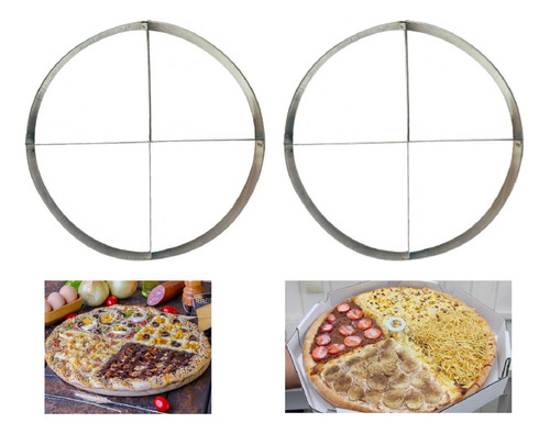 2 Aro Separador Sabores Pizza Esfiha Bolo 4 Divisórias 45cm