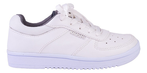 Zapatillas Kioshi Hawi Blanco Gris Cuero Escolar Niños Goma