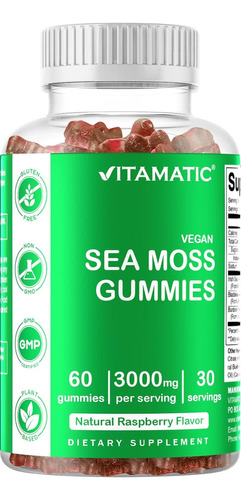 Musgo Marino Irlandes 3000mg Tiroides Vitamatic 60 Gomitas Sabor Sin Sabor
