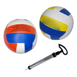 Kit 2 Bolas De Vôlei Praia Quadra Grama 21cm Com Bomba De Ar